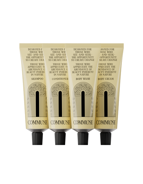 4 tubes with product forming The Voyagers travel set