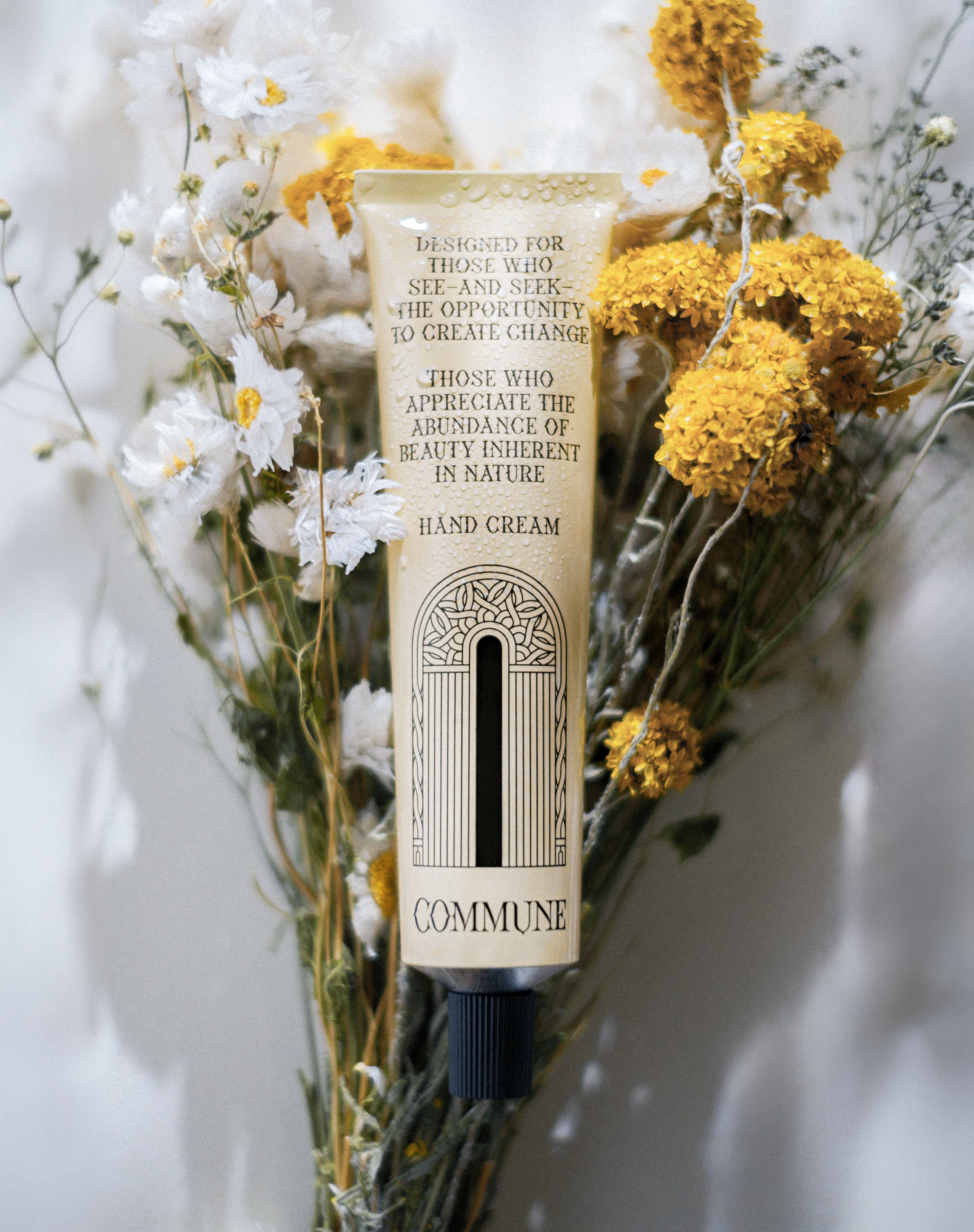 Natural hand cream stored in an aluminum tube 