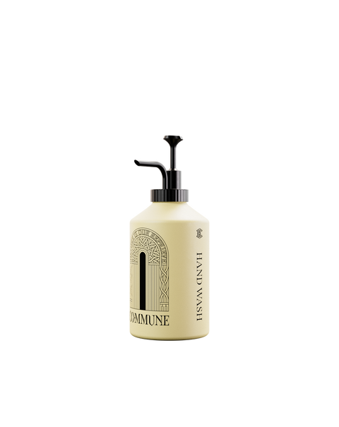 A bottle of Seymour hand wash with a reusable pump