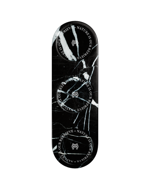 A black and white marble triple tray 