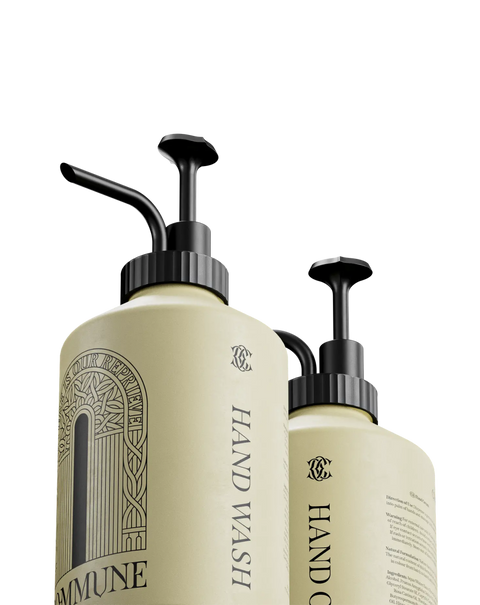 Seymour Hand Duo with Hand Wash and Hand Cream bottles close up