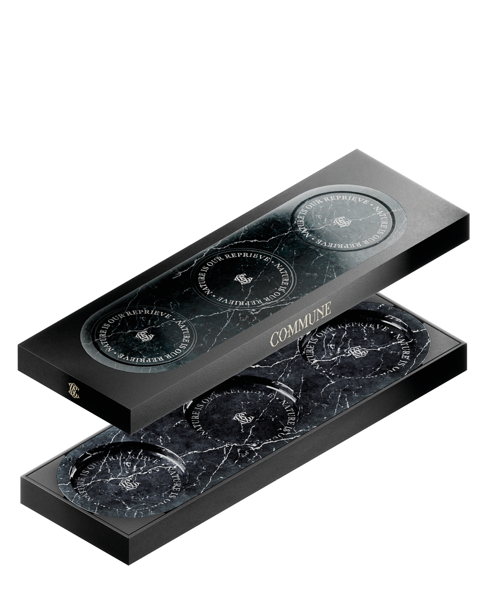 Triple Black Marble Tray Commune.cc