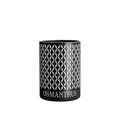 A luxury scented candle with a geometric pattern, labeled 'OSMANTHUS', housed in a recyclable aluminium vessel.