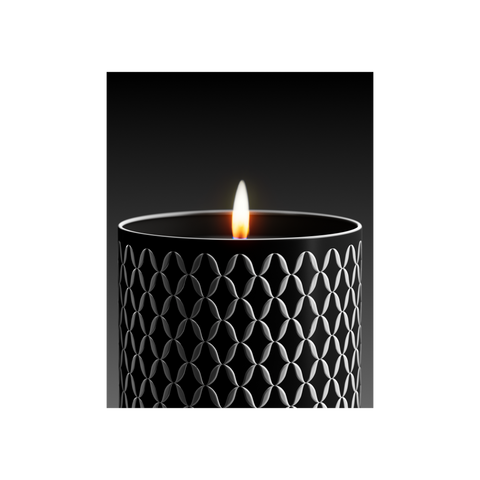 A luxury scented Osmanthus Nox candle with a black marble lid.